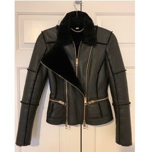Burberry London Leather Shearling Moto Jacket